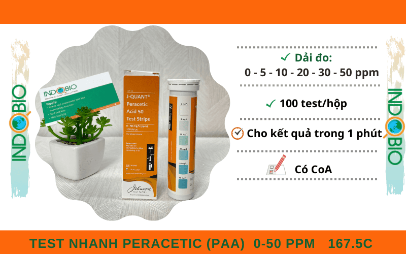 que test nhanh Peracetic PAA trong dung dịch khử trùng 0-50ppm Johnson-Anh